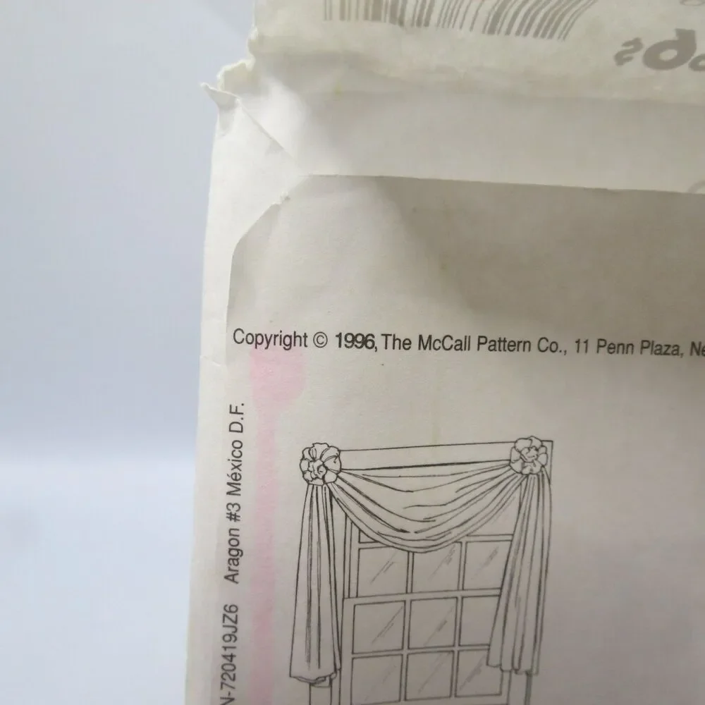 McCall's 8391 Creative Decor Home Sewing Pattern 1990s Swags Covers Organizer